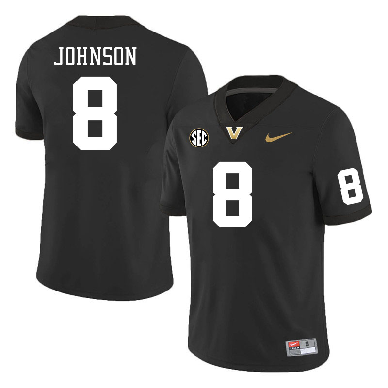 Vanderbilt Commodores #8 Nate Johnson College Football Jerseys Stitched-Black